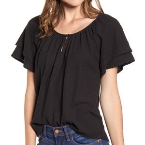 NWT Madewell Texture & Thread Tiered Sleeve Top L